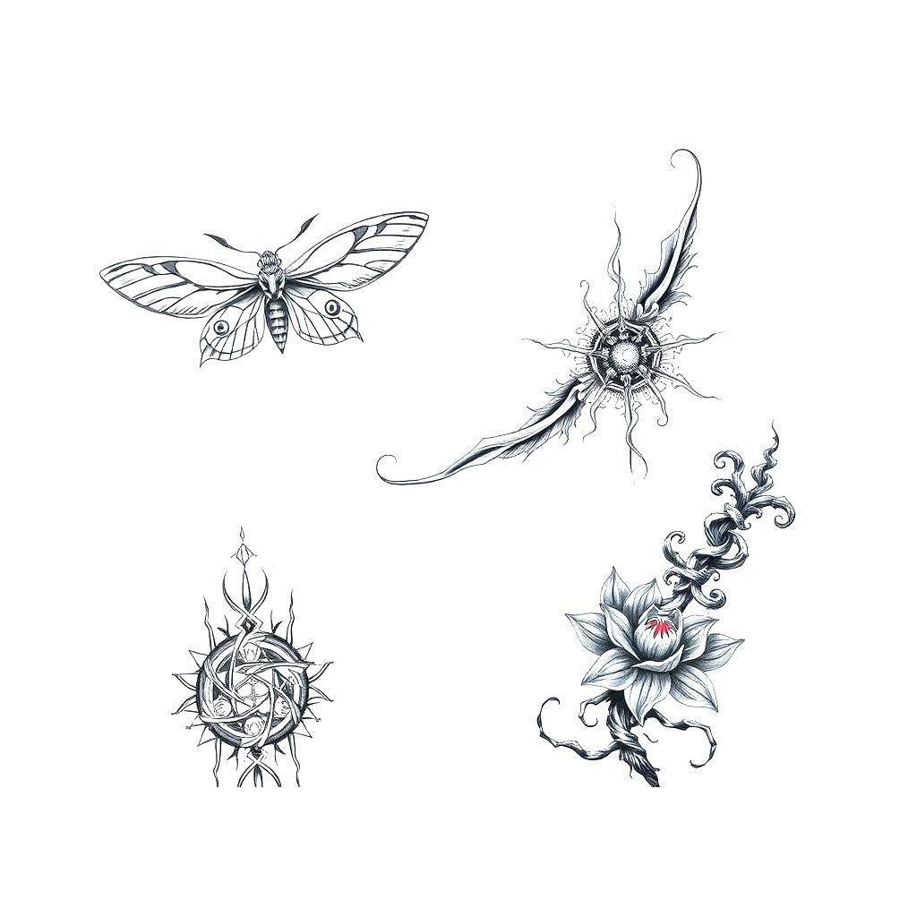 IN-02 custom tattoo — concept sketches