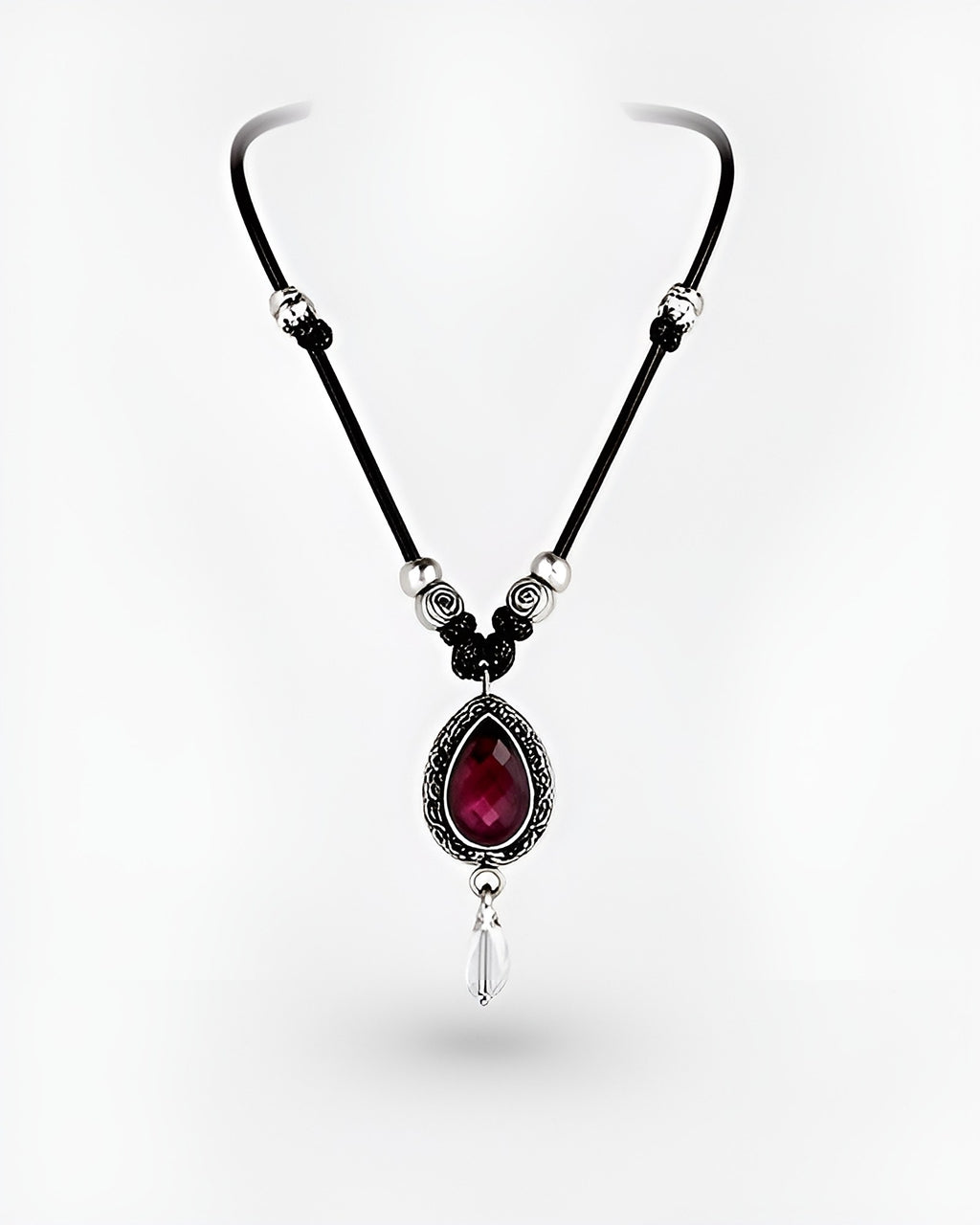NK-08 garnet teardrop y-necklace