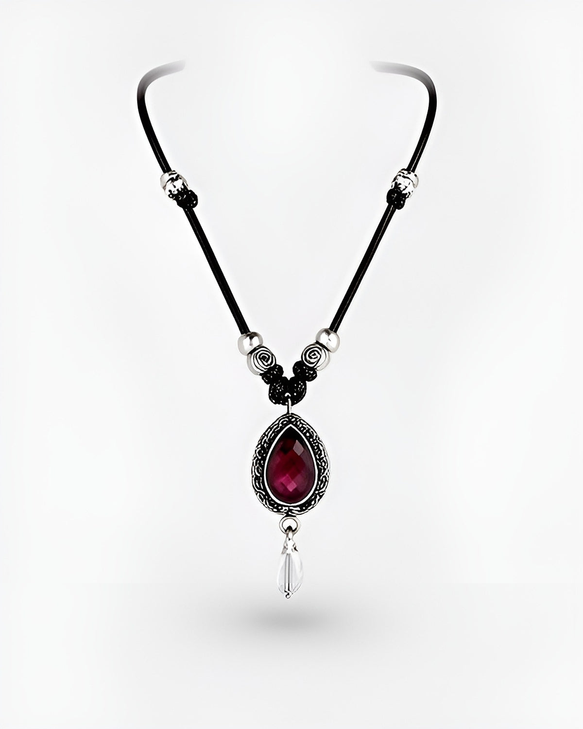 NK-08 garnet teardrop y-necklace